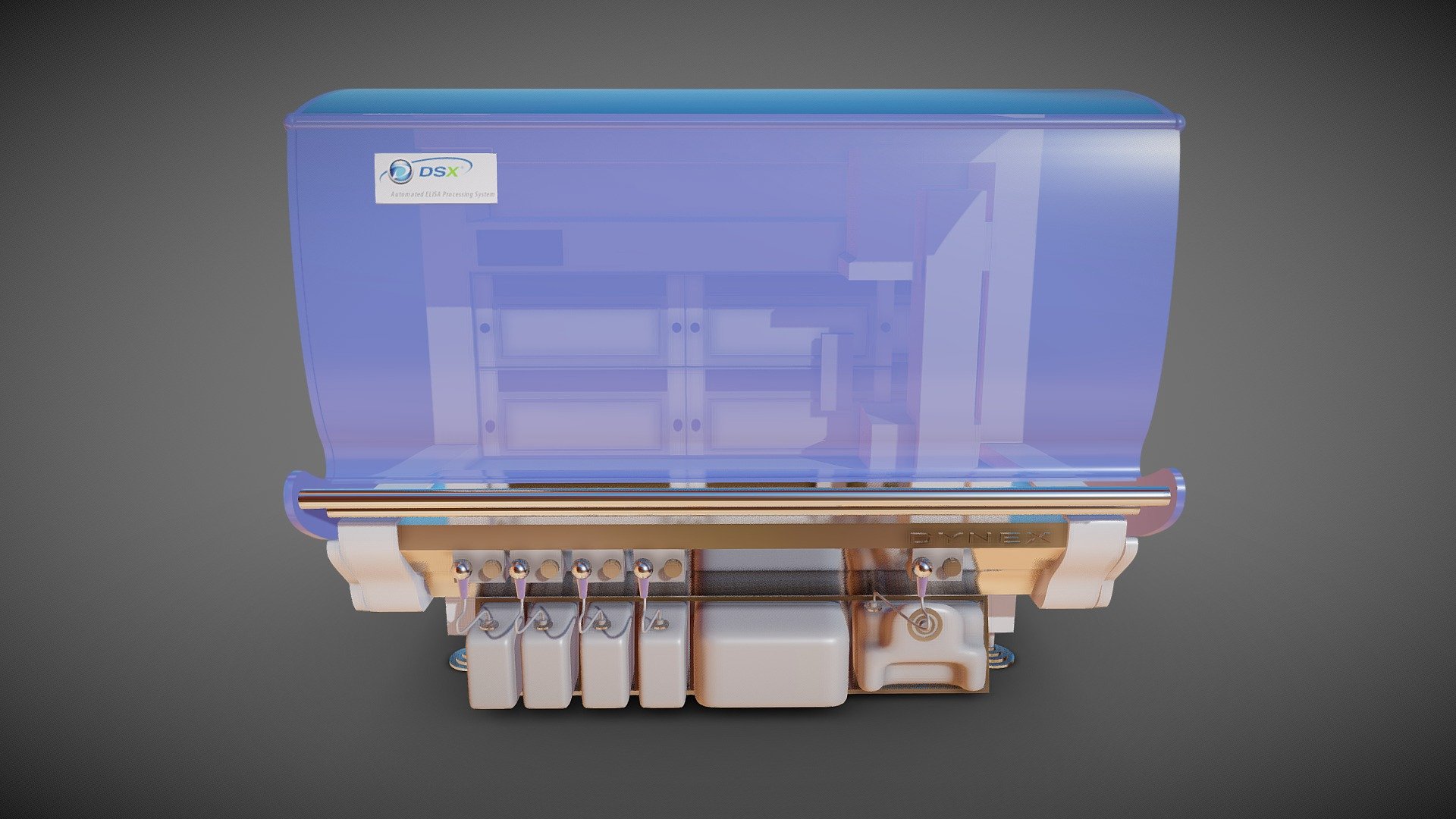 The DYNEX DSX Automated ELISA System is a proven, fully-automated
open system with a unique dispense synchronization that helps eliminate
plate drift and achieve consistent results across four independent plate
incubators. This helps to manage testing workload with reduced labor
and walkaway capability to maximize lab personnel e?ciency 3d model