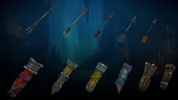 Stylized Fantasy Quivers & Arrows arrow, armor, rpg, bow, archery, mmo, rts, fbx, archer, moba, arrows, quiver, archers, weapon, handpainted, lowpoly, stylized, fantasy