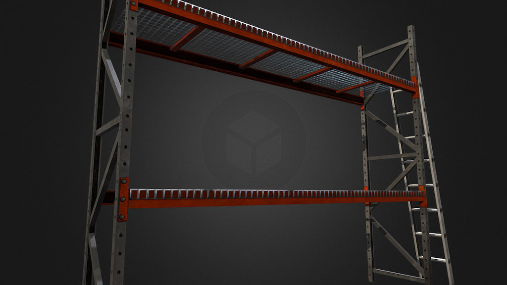 This is a warehouse shelf and ladder that was created for a warehouse pack 3d model