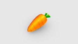 Cartoon carrot-two leaves food, carrot, farm, kitchen, health, vegetable, vegetables, lowpolymodel, planting, ingredients, handpainted