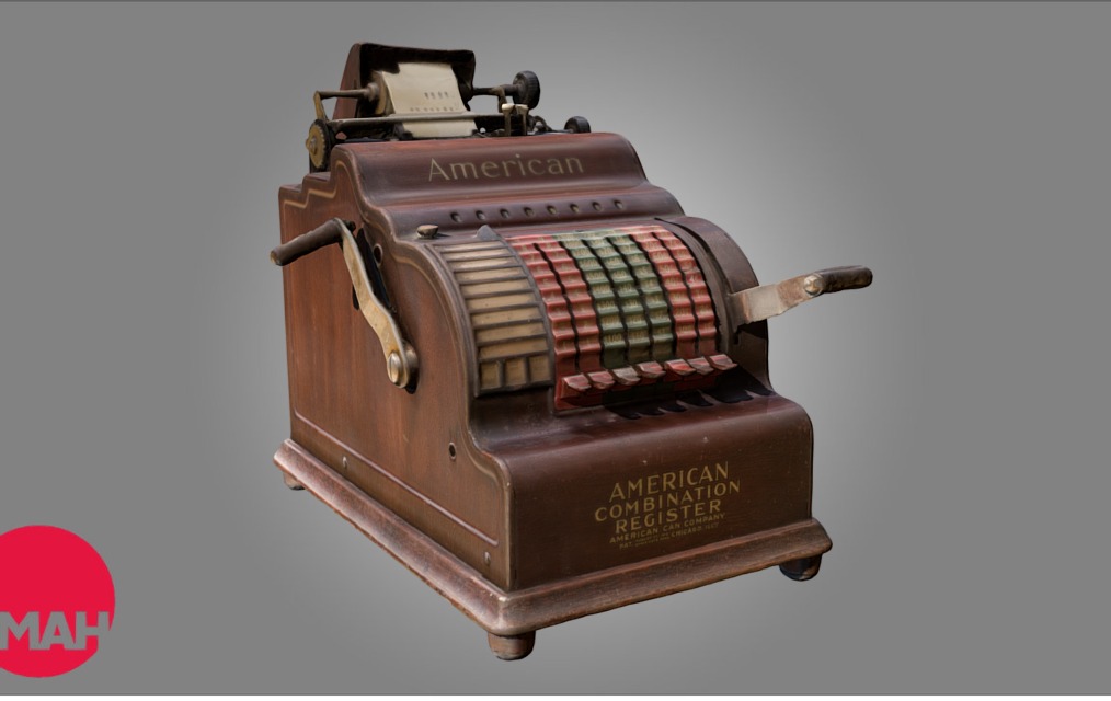 An early 20th century wooden register from John's Shoes Store in Watsonville, CA 3d model
