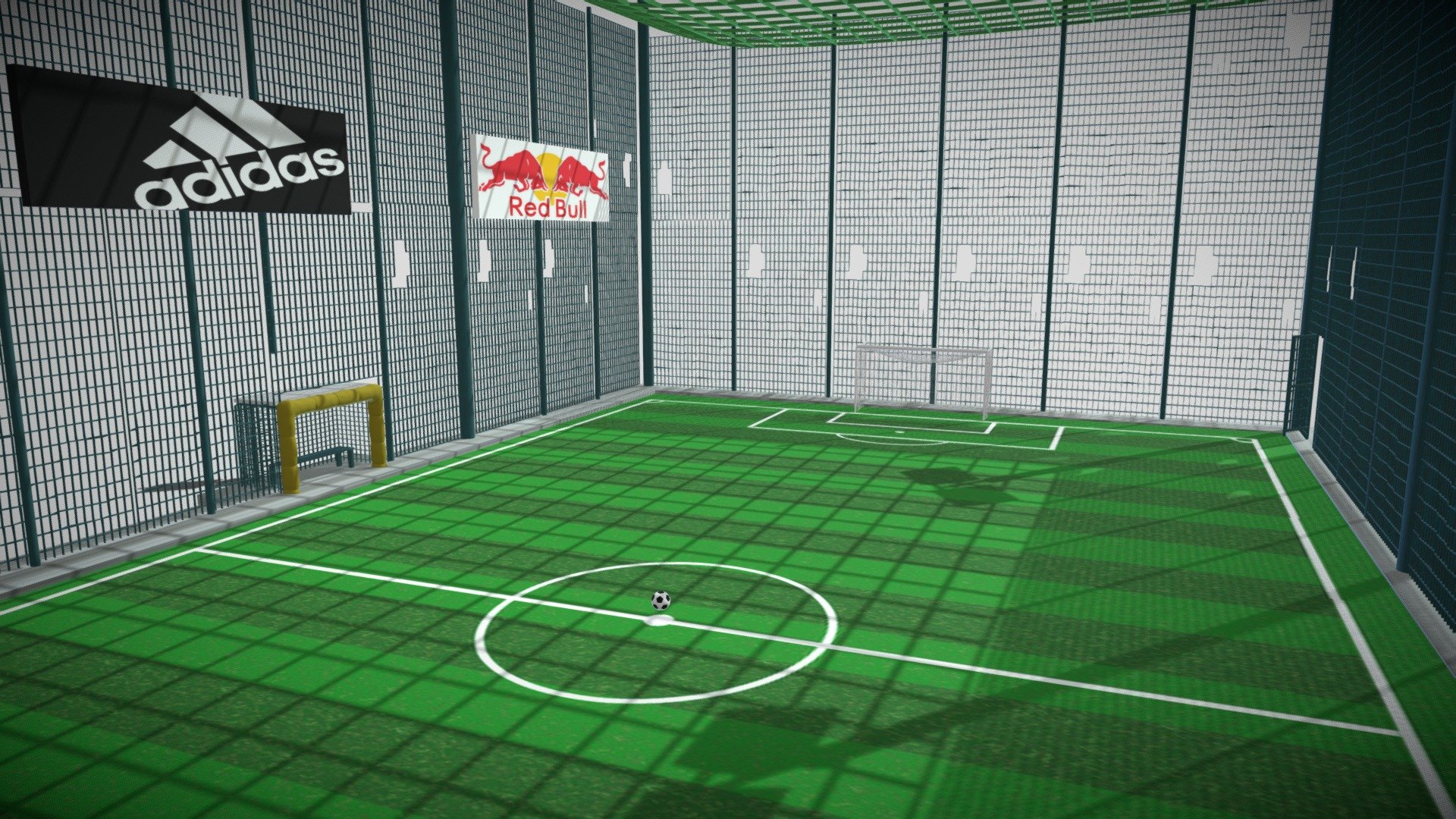 Simple Footbal 5 versus 5. Include nets, a classi ball and benches.  This and other stuff could be found working on a game here: https://www.instagram.com/mazzareththegame/ - Football 5v5 Court - Calcietto - Download Free 3D model by arca_done 3d model