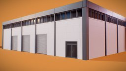 Large Modular Warehouse office, modern, storage, small, exterior, garage, warehouse, urban, medium, large, colorfull, facility, vibrant, vehicle, pbr, lowpoly, low, poly, stylized, building, blue, modular, industrial, warehouse-building, commertial, noai