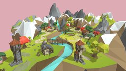 Polyart: Middle Age City Environment Pack trees, historical, props, middle-age, middle-ages, midieval, 3d-environment, modular-assets, low-poly, modular, environment, midievalhome, midievalsword, cartoon-town