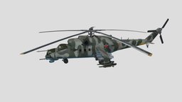 A realistic camouflage armed helicopter 3D model
