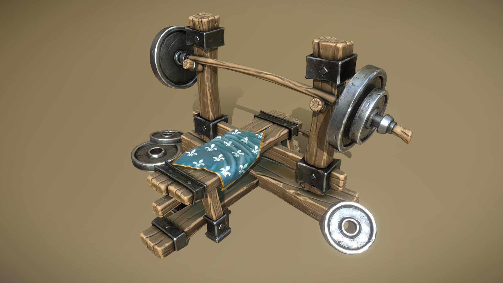 Artstation Medieval Back and Forth - Bench Press - 3D model by robertredecki 3d model