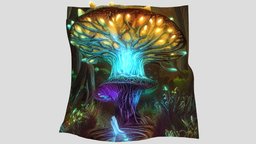 Mushroom House Blue Glow artbreeder, picto3dcom