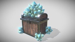 Animated loot chest with battle axe / game ready