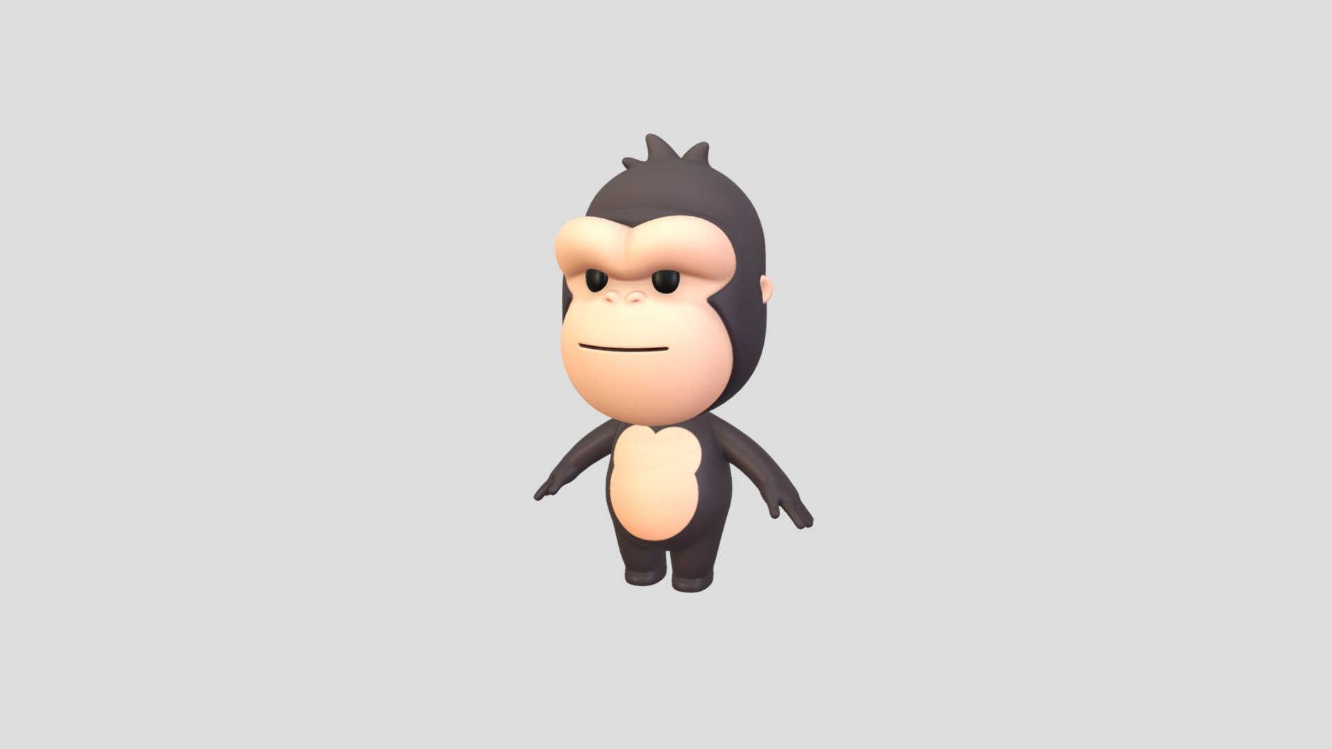 Cartoon Gorilla Character 3d model.      
    


File Format      
 
- 3ds max 2023  
 
- FBX  
 
- OBJ  
    


Clean topology    

No Rig                          

Non-overlapping unwrapped UVs        
 


PNG texture               

2048x2048                


- Base Color                        

- Roughness                         



4,291 polygons                          

4,323 vertexs - Character238 Gorilla - Buy Royalty Free 3D model by BaluCG 3d model