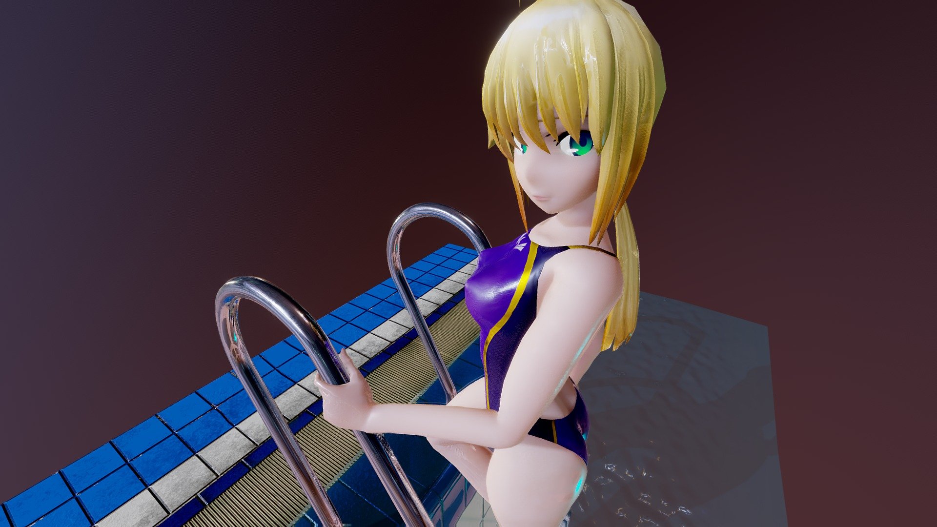 Saber is getting out of a swimming pool and is wondering what you are staring at. It's summer time, so I thought I would do a swimsuit model or two. They are pretty nice 3d model