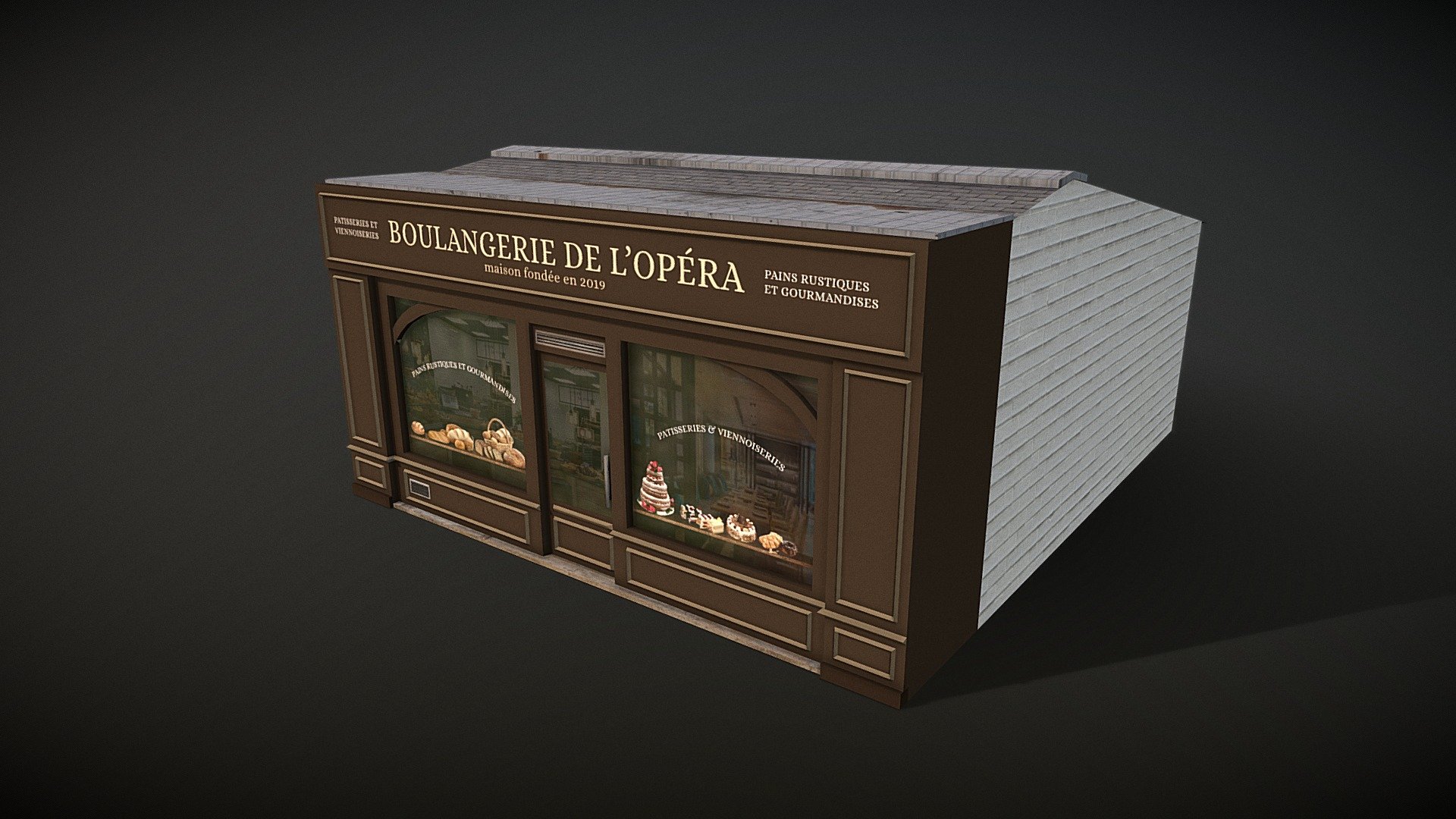 A typical french bakery

Asset for Cities: Skylines
https://steamcommunity.com/sharedfiles/filedetails/?id=1897836201 - Boulangerie de l'Opéra - Buy Royalty Free 3D model by Gruny (@grunystudio) 3d model