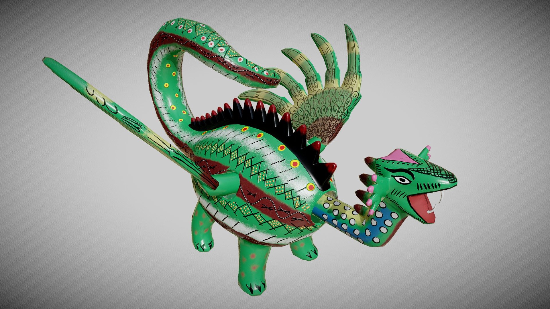 Art screen from the town of Olinalá - Alebrije - Buy Royalty Free 3D model by M.K.R.P 3d model