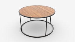Coffee table Seaford round modern, frame, wooden, cafe, coffee, comfortable, top, brown, furniture, table, round, decor, metal, warm, 3d, pbr, design, wood, interior, seaford