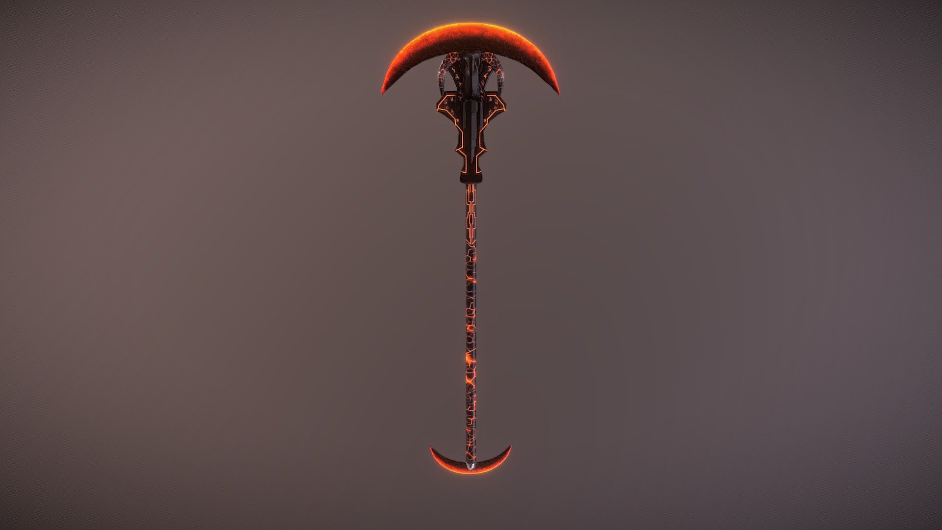 A fire element crescent axe with a fantasy theme 3d model