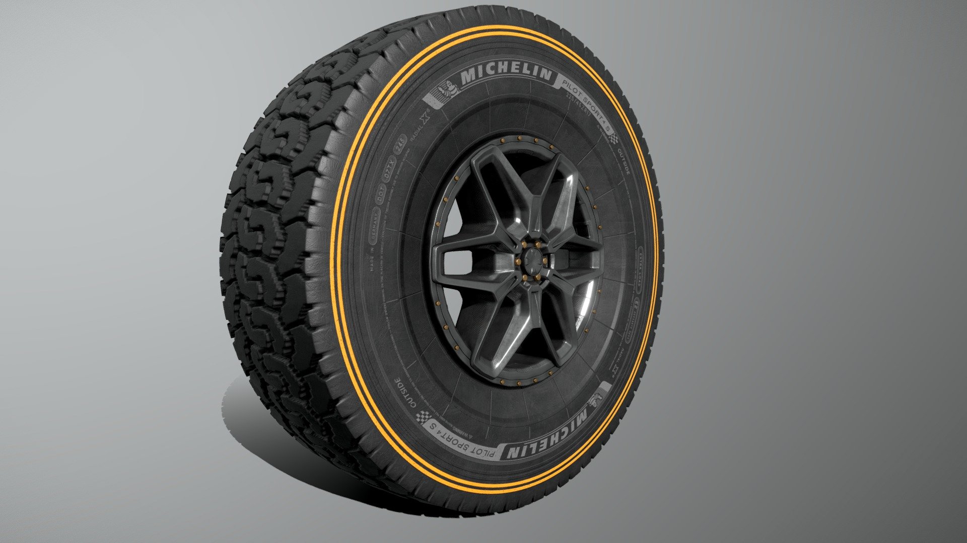 The Off-Road tire is a high quality and resistant product, designed to meet the needs of drivers who seek adventure and challenges in rough terrains. With its robust structure and aggressive design, this tire offers excellent traction on uneven surfaces, such as mud, sand, and stones, ensuring safe and stable driving in any situation. In addition, its durability is unmatched, providing a long life and savings for the user. If you are a lover of off-road adventures, the Off-Road tire is the perfect choice to equip your vehicle and face any challenge with confidence and safety 3d model