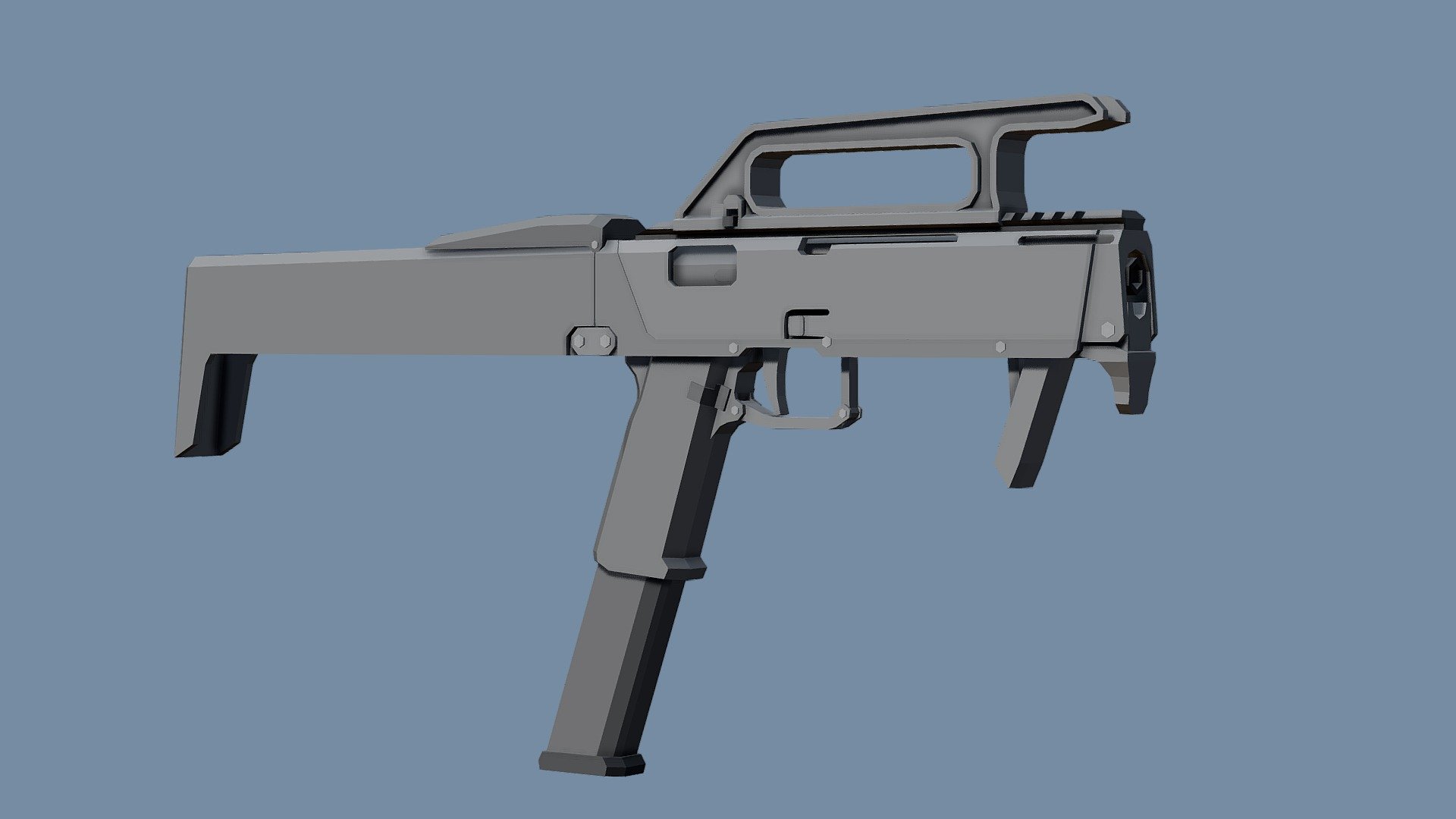 The Magpul FMG-9 is a prototype SMG with the ability to be fully folded into a compact block.

The firearm was developed to be used for security forces as a compact concealable weapon 3d model