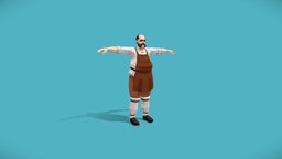 Poly-Art Innkeeper Medieval Fantasy rpg, medieval, tavern, npc, game-asset, poly-art, unity, low-poly, stylized, fantasy, rigged, vr-ar, inkeeper