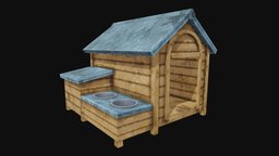 dog house wooden, dog, pet, cabin, vr, doghouse, cartoon, game, lowpoly, house, home, animal, wood, stylized