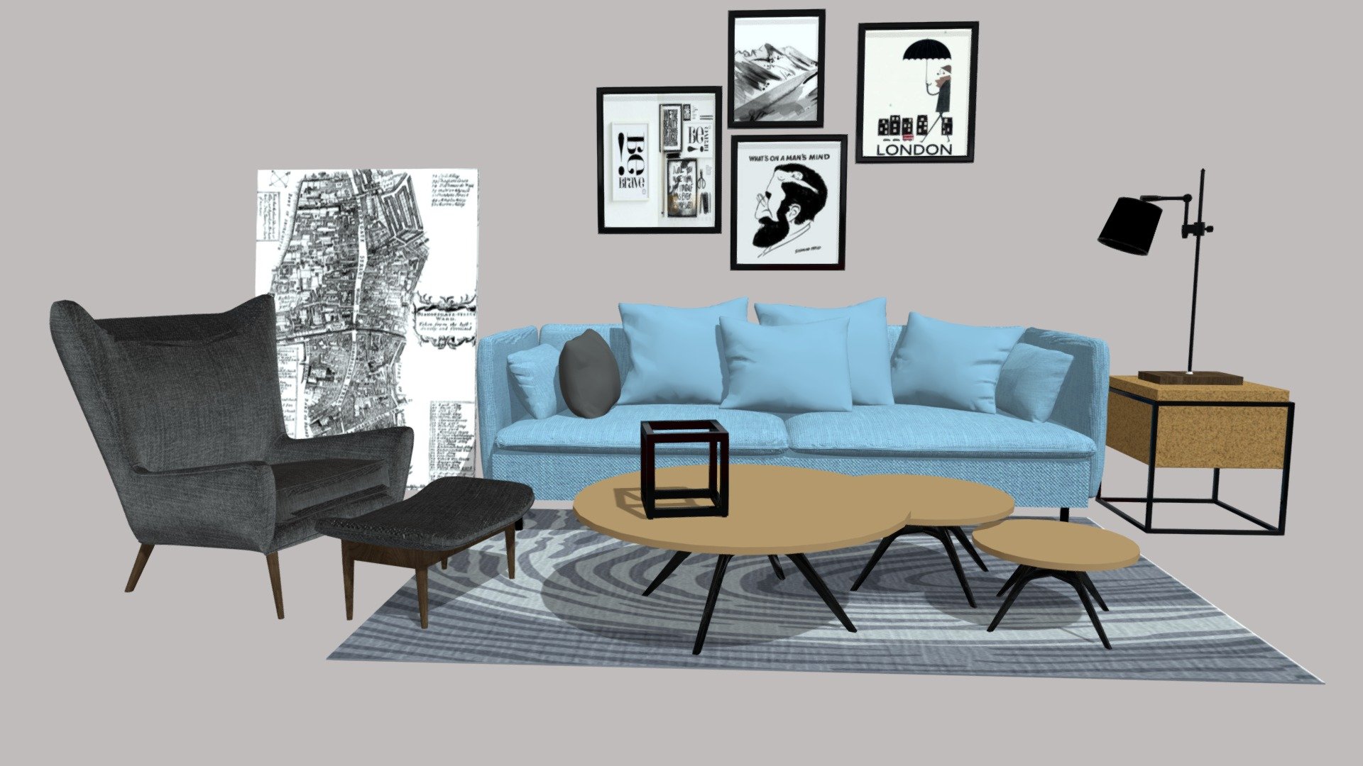 living room - Download Free 3D model by Elo.Q..Pereira 3d model