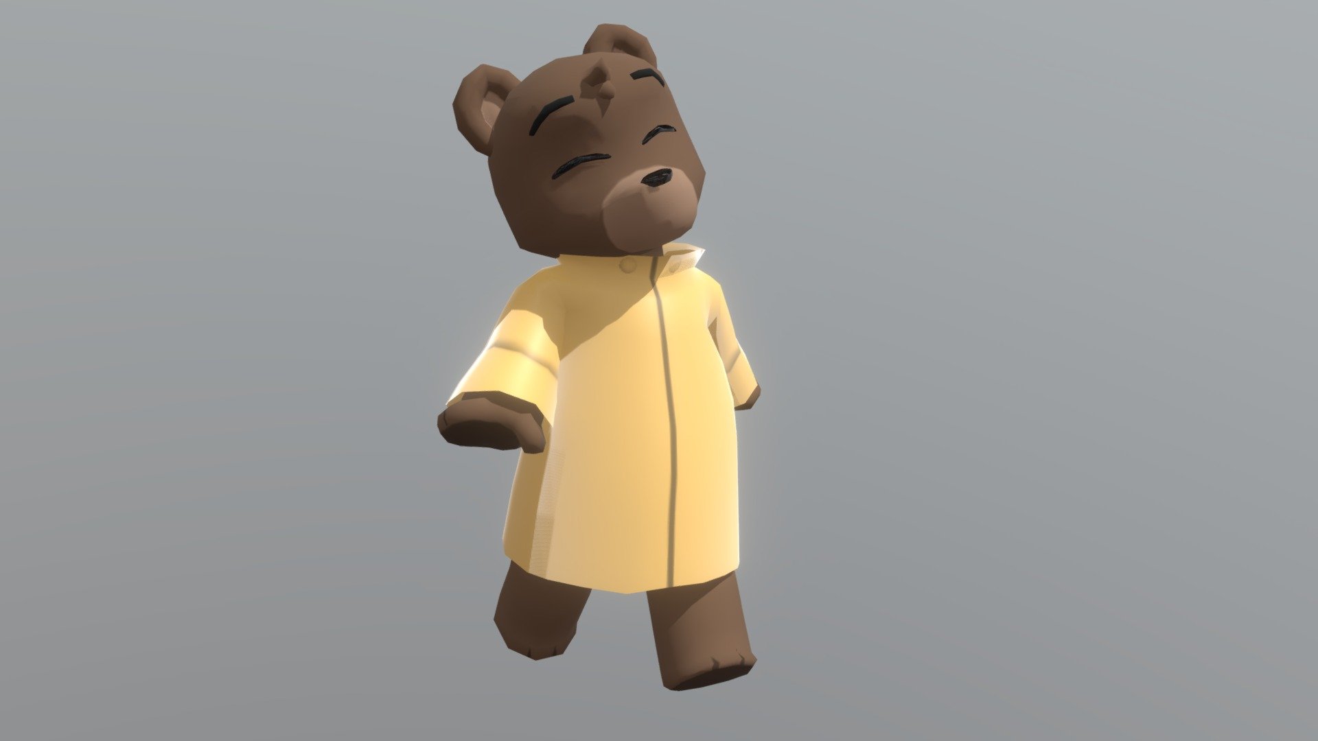 He's just a little bear enjoying himself!

This model was originally built to be used as a VRchat avatar and is optimized as such. Though this version is before atlasing the materials to make it Quest-ready 3d model