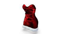 Female White Fur Bottom Strapless Mini Red Dress green, mini, cocktail, red, club, , fashion, girls, snow, bottom, clothes, dress, shiny, fur, womens, cutout, wear, belly, evening, satin, pbr, low, poly, female, strapless
