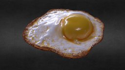 Fried Egg food, egg, prop, cook, breakfast, rig, eat, lopoly, yellow, moving, fried, giggle, asern, afri, yolk, maya, asset, texture, lowpoly, animation
