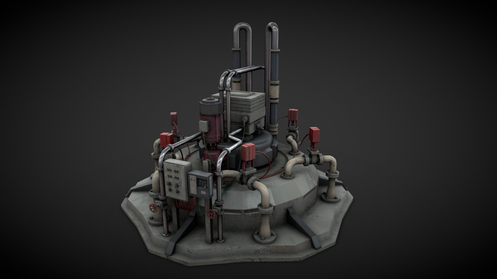 Machinery device midpoly model for industrial visualizations 

4k PBR PNG textures included 

Non overlapping UVs 3d model