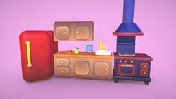 Low Poly Stylized Kitchen Pack