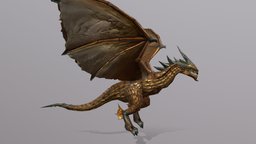 Gold Armor Dragon mount, boss, smaug, gameasset, monster, dragon, gameready