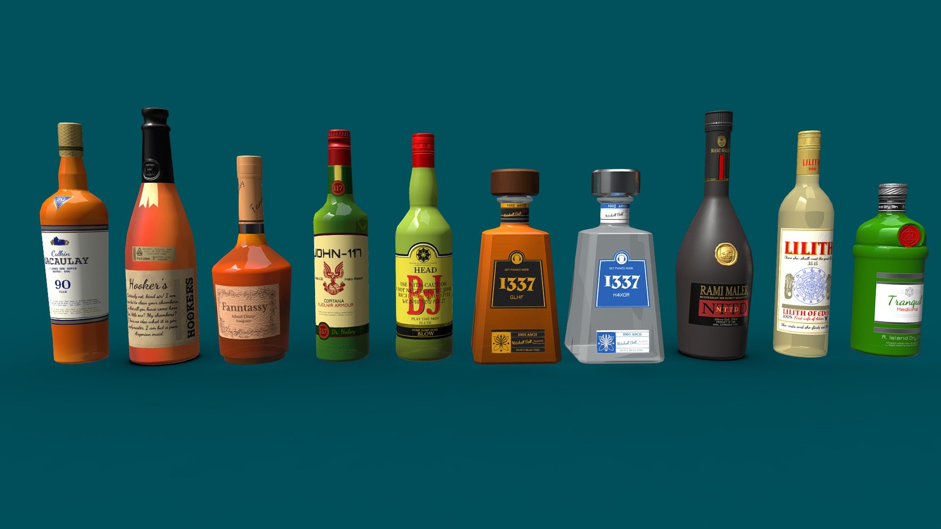In process of creating a bar scene. These are the collection 1/5
Had fun making these
Created with Maya, Substance Painter, and Photoshop.
4k texture for this set 3d model