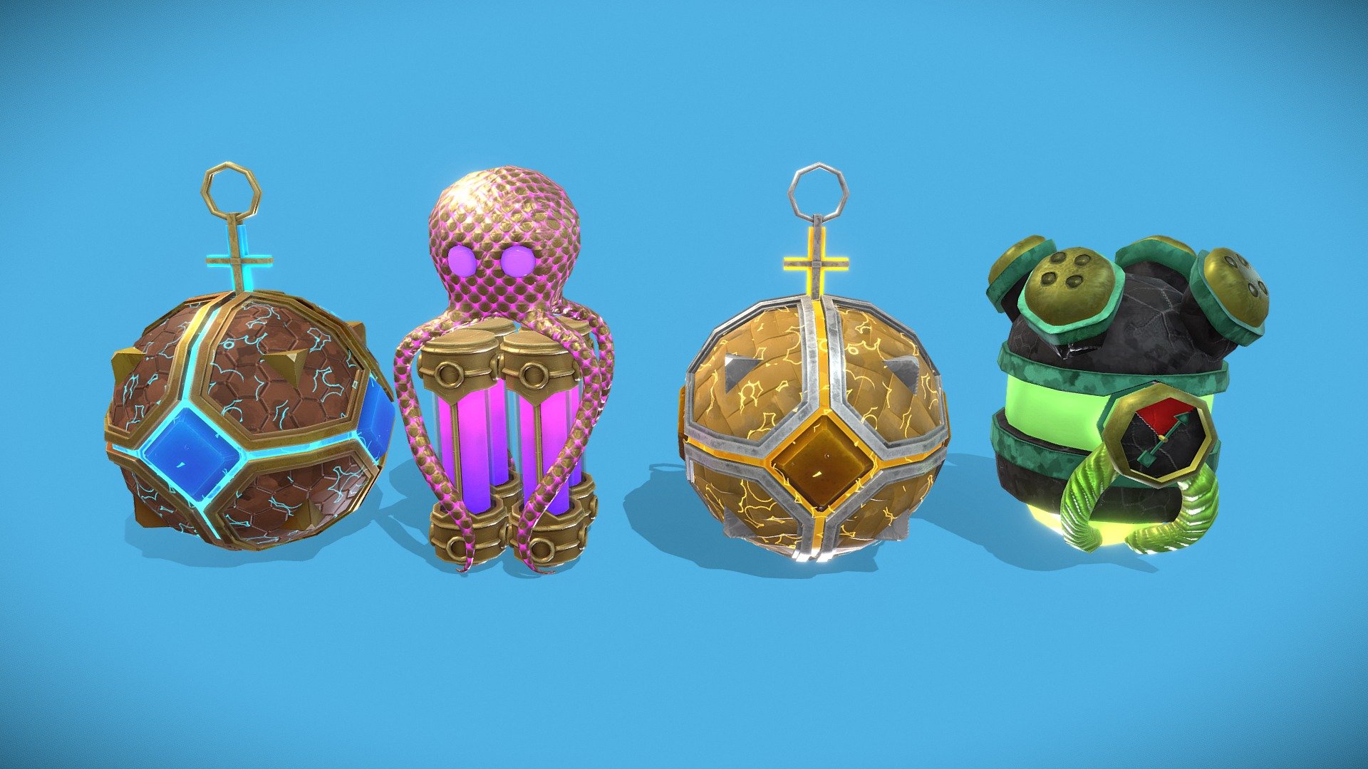 Good day, i hope you will like this grenade pack.
Use it anyway you want. if you like this model consider it giving a star. and maybe a follow?
All are created in Blender

Unfortunately i can't upload additional files because i am not a pro 3d model