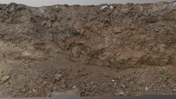 Construction site dug-out trench ditch face, base, archeology, trench, excavation, work, 3d-scan, dig, geology, ground, earth, cliff, site, ridge, foundations, realistic, clay, hole, shovel, authentic, soil, dug, megascan, construction, wall