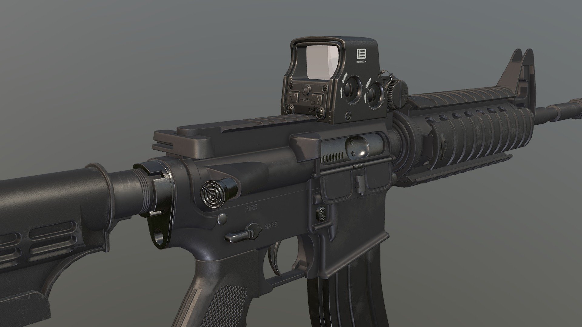 M4a1 Rifle game ready with Eotech Scope XPS 2-0 - M4a1 with Eotech Scope - 3D model by Esen Bonmart (@bonmart) 3d model