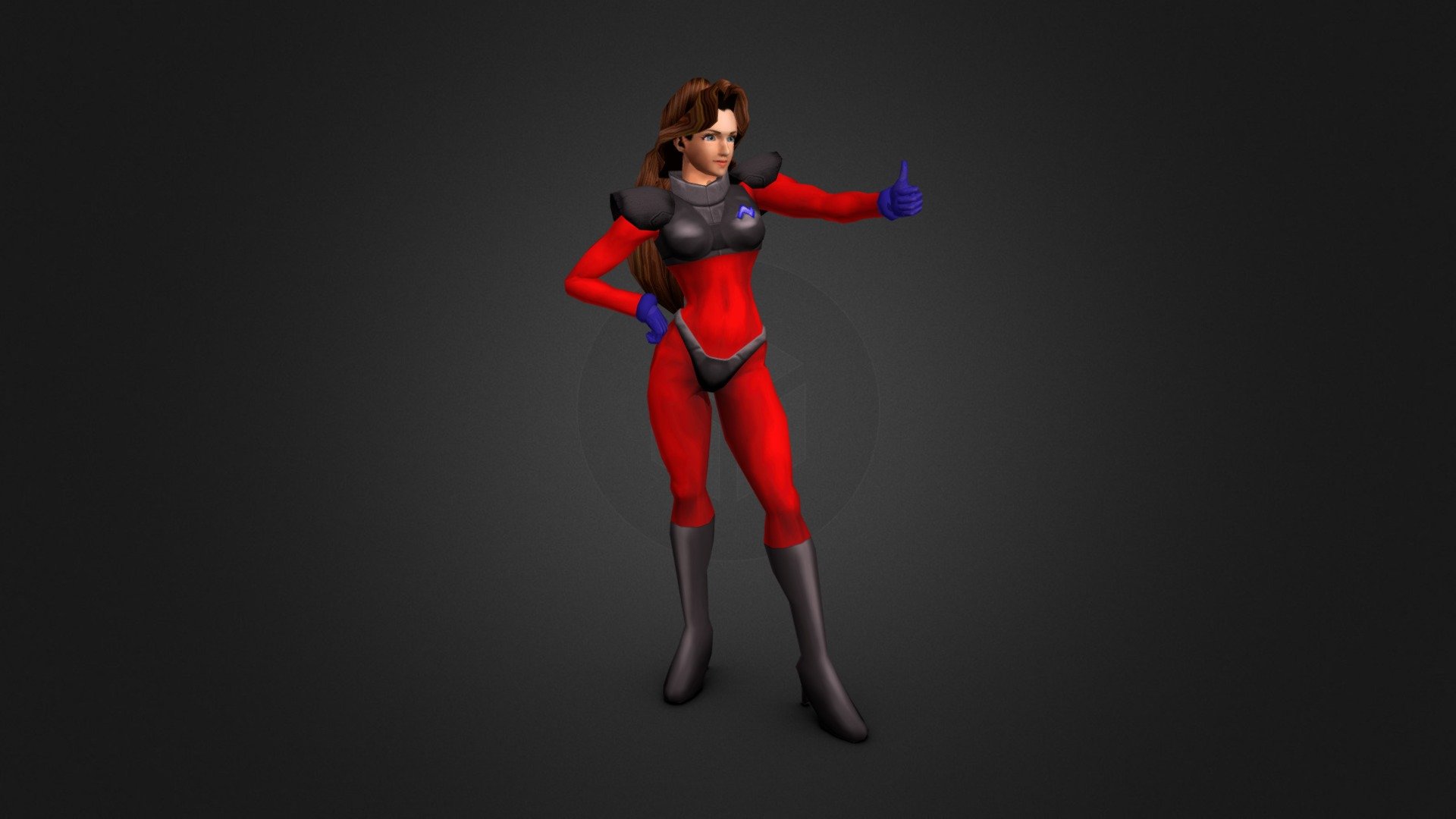 A palette-swapped, F-Zero GX-based 3D model of the Jody Summer trophy (from Super Smash Bros Brawl) to match the colors of my 2001 Volvo S60 (named after Jody Summer):




Red unitard to match Classic Red exterior color,

Charcoal-gray armor to match exterior moldings and interior color,

Black shoulder pads to match facelifted mirrors,

Smoke-gray boots to match gunmetal-gray-painted wheels

Blue gloves remained untouched to match brake caliper color,

Blue badge thingy, which is—coincidentally—near her heart to match the color of the engine covers.

This was an absolute cake walk to finish, and I had too much fun with it! Learned quite a bit about 3D model extensions from this, as well.



Original 3D model submitted by Link101 on Models Resource - Jody Summer F-Zero GX - Volvo S60 Edition - 3D model by NeoFalcon07 3d model