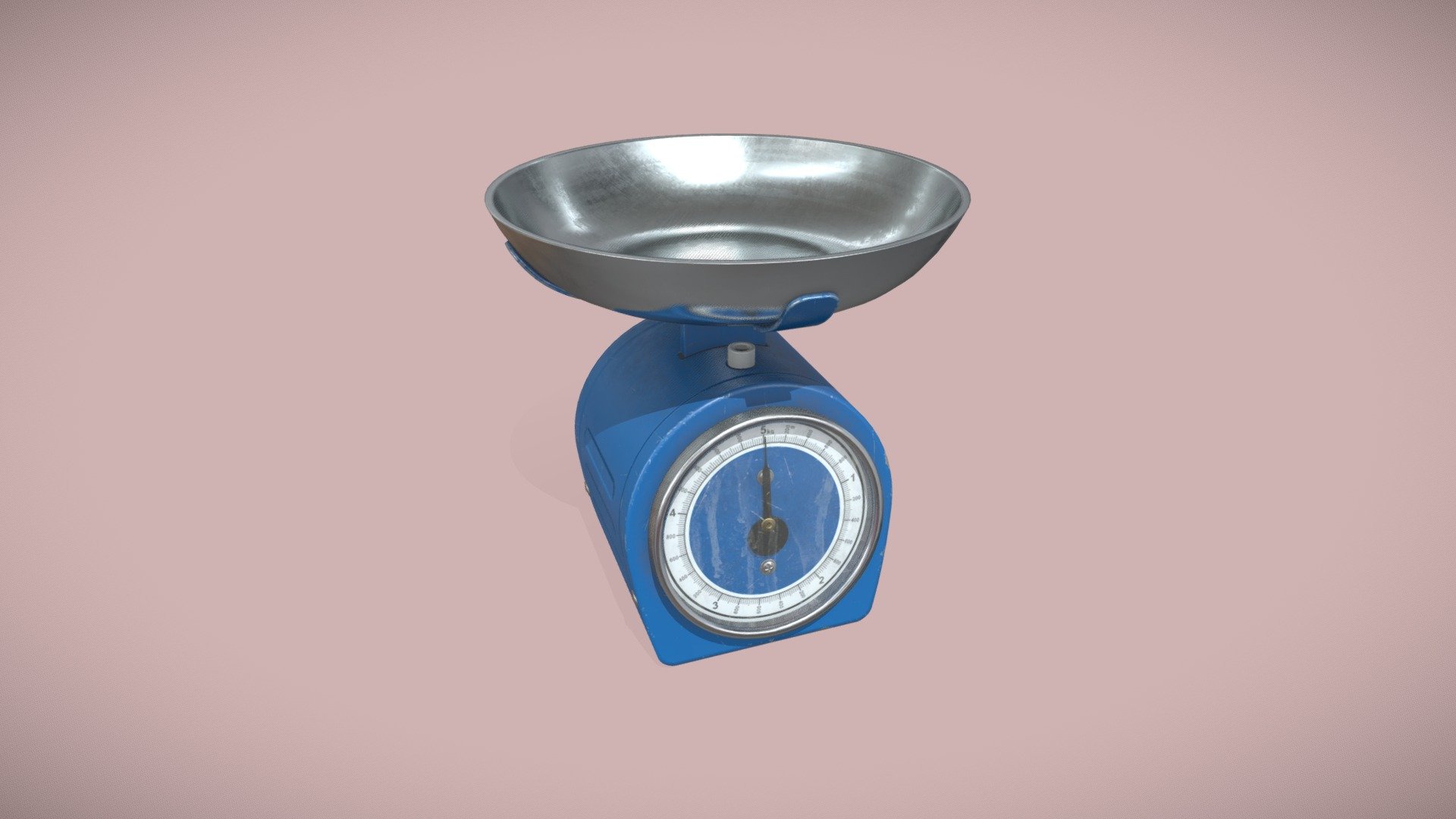 Game ready low-poly Kitchen Scales model with PBR textures for game engines/renderers. 

This product is intended for game/real time/background use. This model is not intended for subdivision. Geometry is triangulated. Model unwrapped manually. All materials and objects named appropriately. Scaled to approximate real world size. Tested in Marmoset Toolbag 3. Tested in Unreal Engine 4. Tested in Unity. No special plugins needed. .obj and .fbx versions exported from Blender 2.83.

Polycount: 3963 tris, 2160 vertices.

4096x4096 textures in png format:
- General PBR Metallic/Roughness  textures: BaseColor, Metallic, Roughness, Normal, AO;
- Unity Textures: Albedo, MetallicSmoothness, Normal, AO;
- Unreal Engine 4 textures: BaseColor, OcclusionRoughnessMetallic, Normal;
- PBR Specular/Glossiness textures: Diffuse, Specular, Glossiness, Normal, AO.

Also included clean variant of textures without damage.
 - Kitchen Scales - 3D model by AshMesh 3d model