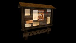 Medieval Notice Board medieval, board, notice, medievalfantasyassets, noticeboard, lowpoly, free