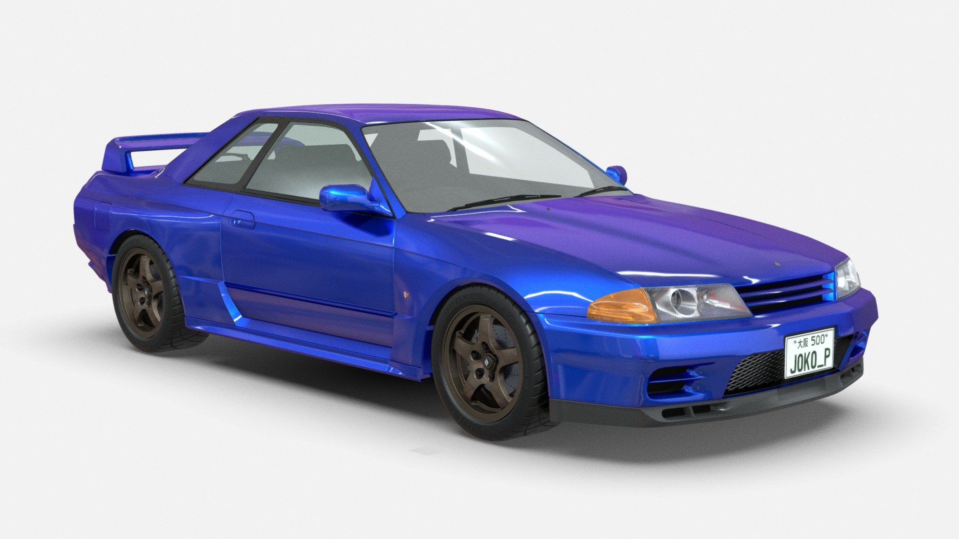 This is a Nissan Skyline GT-R R32 I modelled from May to around mid June. The model has UV ready for livery on the body and the windows. It also has the badges, the &ldquo;Skyline