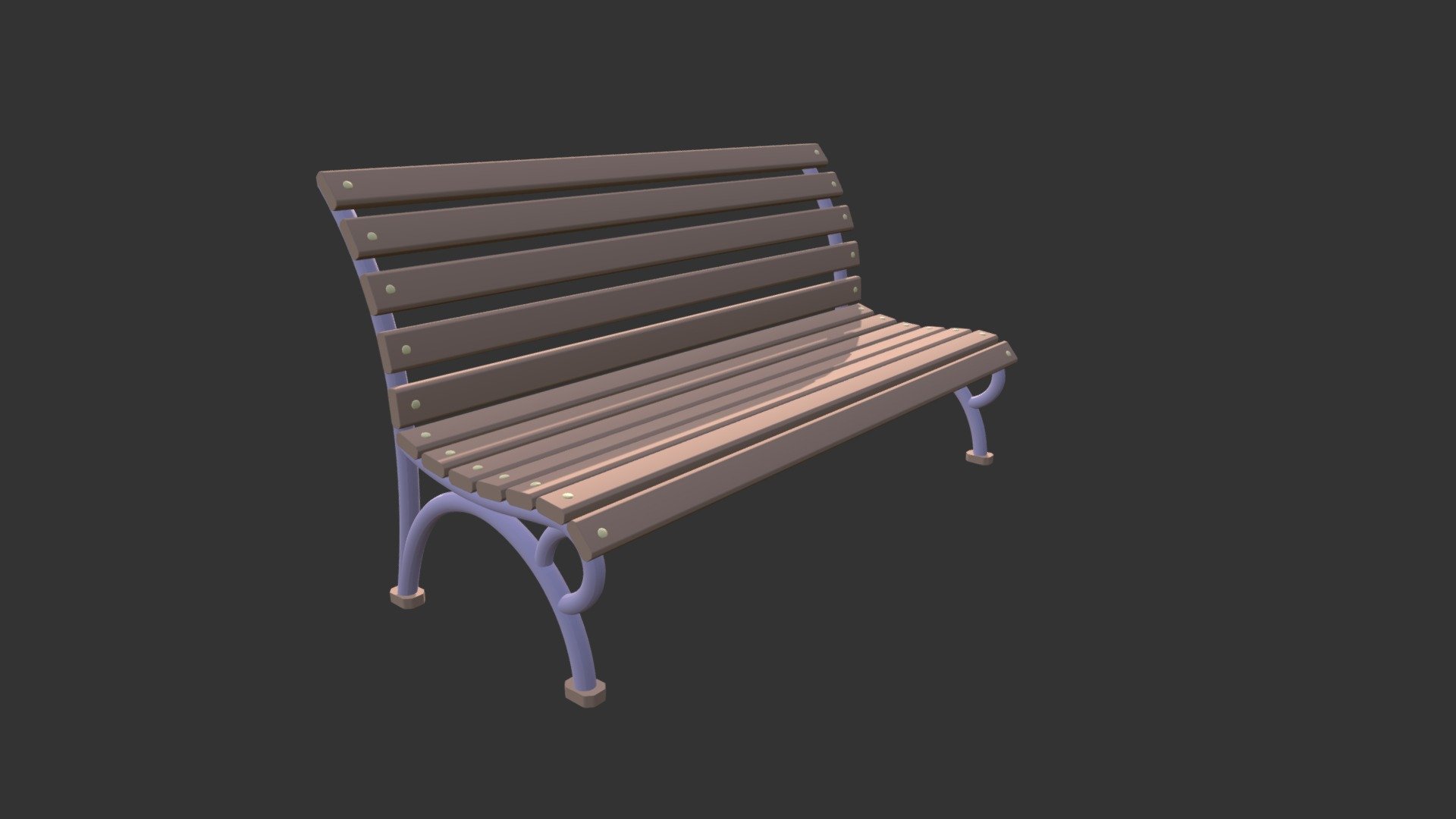 Park bench

Three object types, wooden slats, betal legs, connectng studs/bolts
 - Park bench - Buy Royalty Free 3D model by Paul Bourke (@pbourke) 3d model
