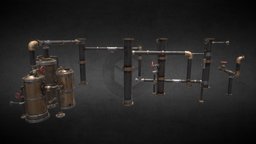 SteamPunk Gas Pipes steampunk, pipe, pipeline, gaspipe, steampunkstyle, steampunk-gameart, pipes-set