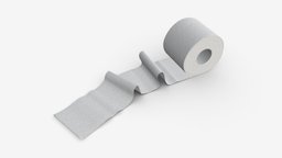 Toilet Paper Roll with Unrolled Part bathroom, roll, paper, soft, toilet, wc, cardboard, sheet, tissue, part, cleaner, core, restroom, perforated, wipe, lavatory, 3d, pbr, unrolled