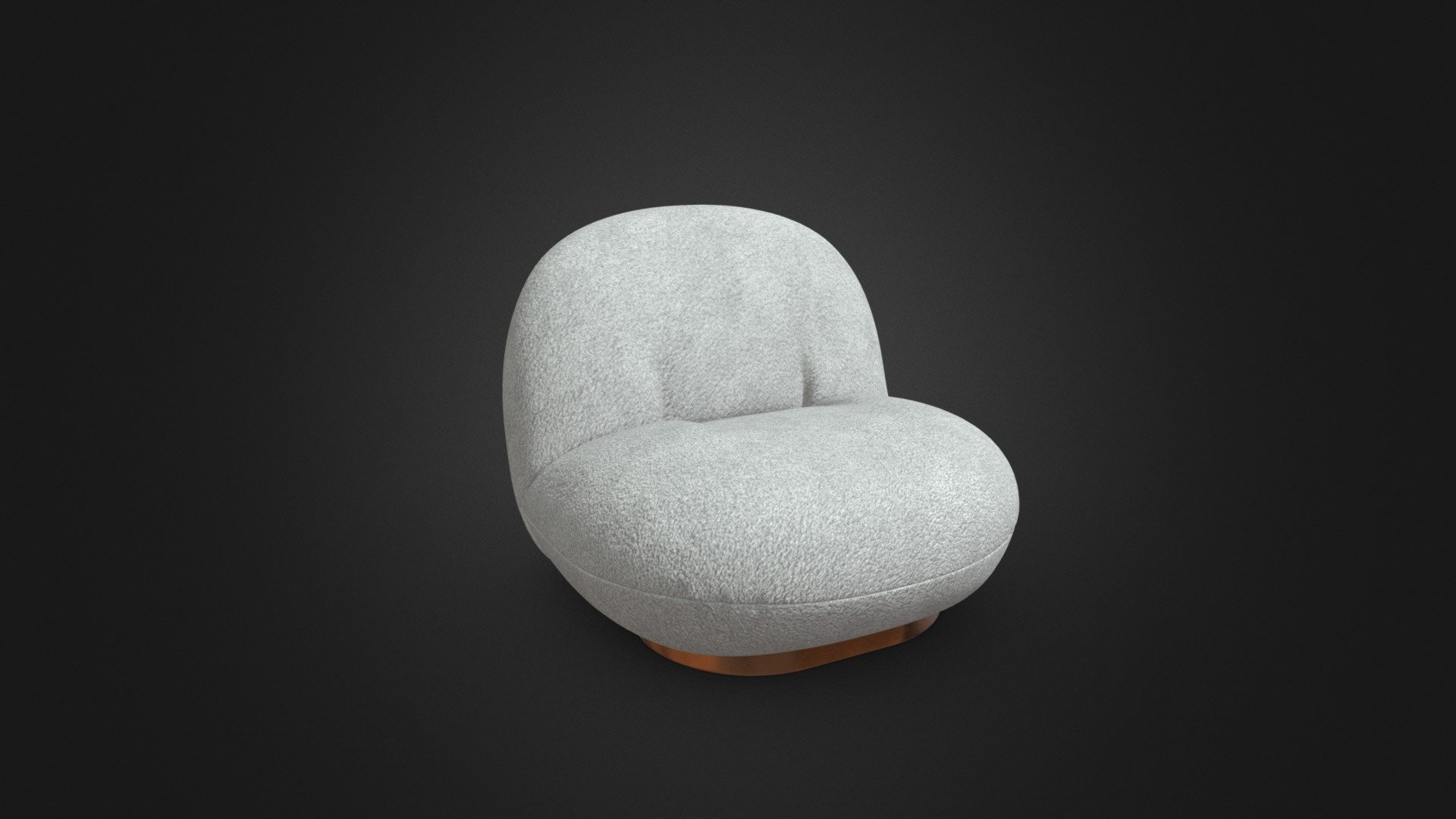 DIMENSIONS: H 65 x L 77 x D 85 cm

3d model of a Pacha Lounge Chair by Gubi.
Best use for adding detail on your Architectural Visualization or Interior Design.
This product is made in Blender and ready to render in Cycle. Unit setup is metres and the models are scaled to match real life objects.
The model comes with textures and materials and is positioned in the center of the coordinates system.
No additional plugin is needed to open the model.

Notes:

Geometry: Polygonal

Textures: Yes

Rigged: No

Animated: No

UV Mapped: Yes

Unwrapped UVs: Yes, non-overlapping

Bake all map

Hope you like it! Thank you!

My youtube channel : https://www.youtube.com/toss90 - Pacha Lounge Chair by Gubi - Buy Royalty Free 3D model by Toss90 3d model