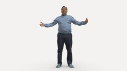 Man in plaid tshirt blue jeans 0950 style, tshirt, people, clothes, jeans, miniatures, realistic, plaid, character, 3dprint, model, man, blue, male