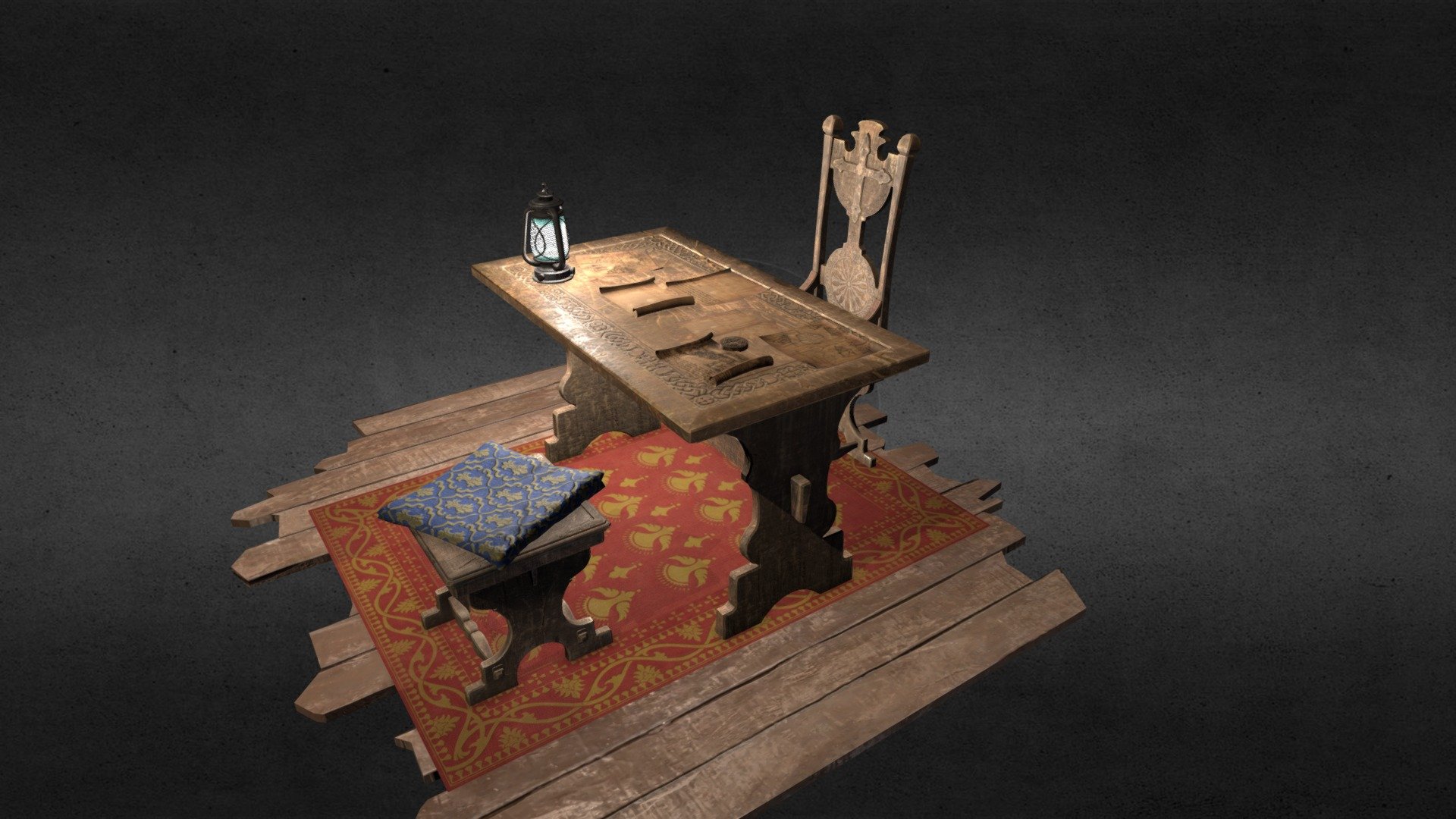 Old sketches and notes on the desk. This scene is set in medieval times.
Music by great musician and friend 

AN https://soundcloud.com/deshaadman

My website: https://conradjustin.com/portfolio/ Twitter: twitter.com/ConradJustinArt - Medieval desk - Download Free 3D model by Conrad Justin (@ConradJustin) 3d model
