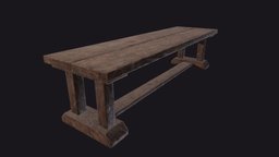 Medieval Realistic Style Wooden Table medieval, medieval-prop, substancepainter, blender