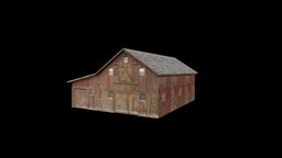 Western Small Farm Barn wooden, photorealistic, barn, western, farm, lowpoly, house, building, amercian