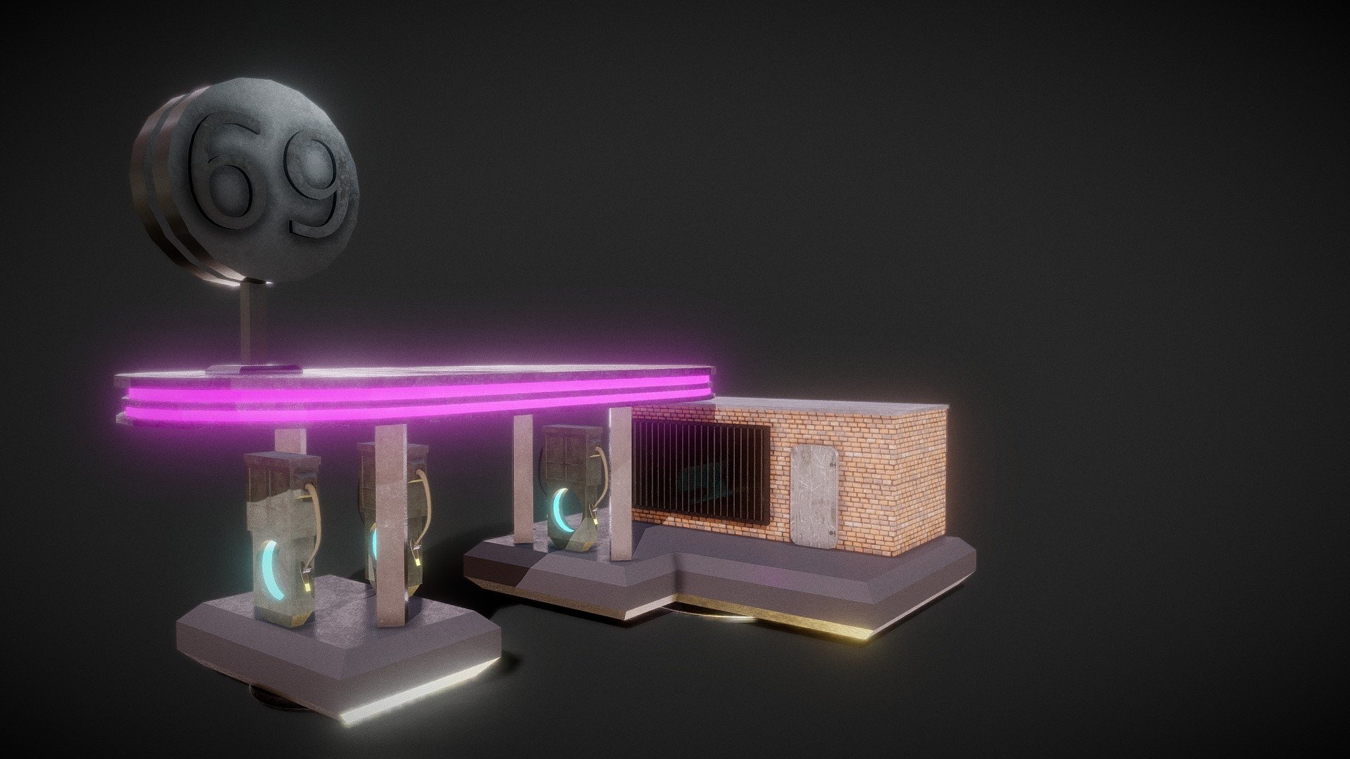 I have made a cyberpunk petrol station for my Uni portfollio

I made this in 1 hour and 30 minuetes in Maya and Substance - Cyberpunk Petrol Station - Buy Royalty Free 3D model by The Moyai (@Eagger) 3d model