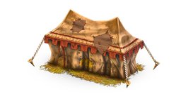 Cartoon Old Tent Awning Leather in Patches