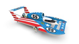 Hydroplane Racing Boat 55 powerboat, boats, fast, game-ready, hydroplane, motorboat, races, game-asset, watercraft, h1, speedboat, unlimited, speedboats, boats-game, lowpoly, racing, ship, raceboat, racing-game, lowpoly-boat, noai, racingboat, thunderboat, pbr-asset, game-boat