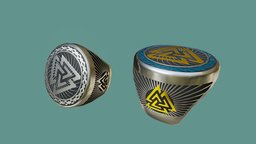 Valknut Ring Game Asset symbol, shiny, metalic, nordic, valknut, pbrtexture, pbr, gameasset, ring