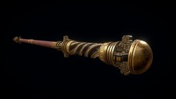 Chinese Combat Staff legend, monkeyking, bo, staff, melee, antique, sun, combat, chinese, polearm, wukong, martial-arts, weapon, military, gold, ruyijingubang